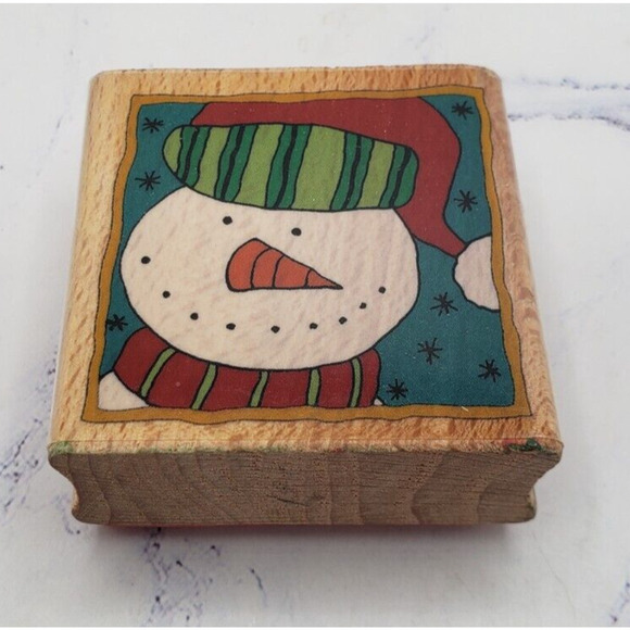 Cute Christmas Holiday Snowman Wood Mounted Rubber Stamp Hobby Lobby - Picture 1 of 7